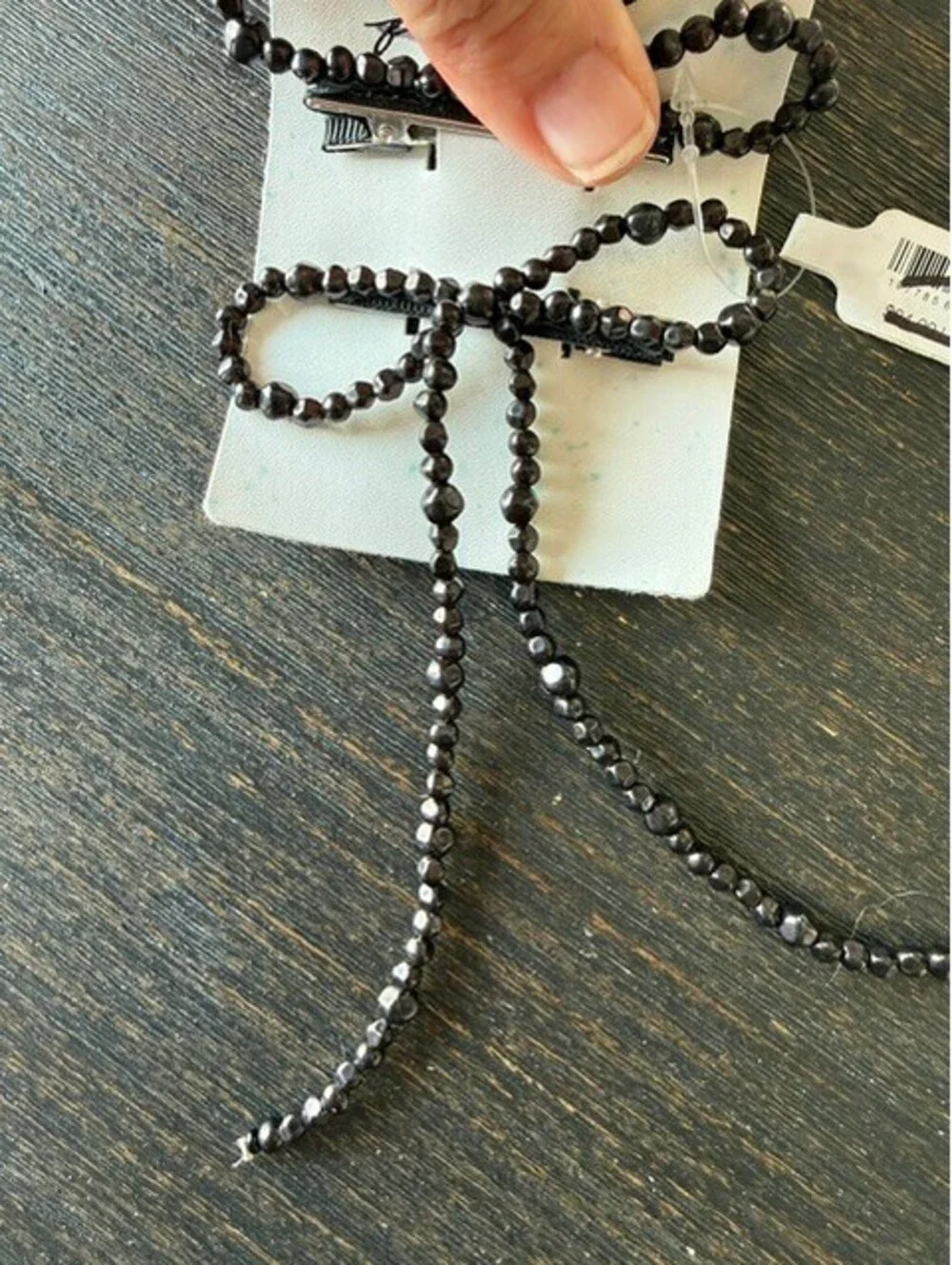 NWT Free People black beaded 2 hair bows - NEW